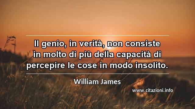 “Il genio, in verità, non consiste in molto di più della capacità di percepire le cose in modo insolito.”