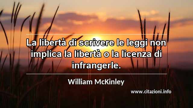 “La libertà di scrivere le leggi non implica la libertà o la licenza di infrangerle.”