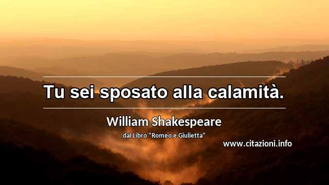 “Tu sei sposato alla calamità.”