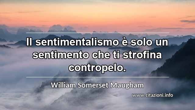 “Il sentimentalismo è solo un sentimento che ti strofina contropelo.”