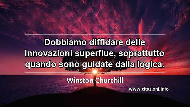 “Dobbiamo diffidare delle innovazioni superflue, soprattutto quando sono guidate dalla logica.”