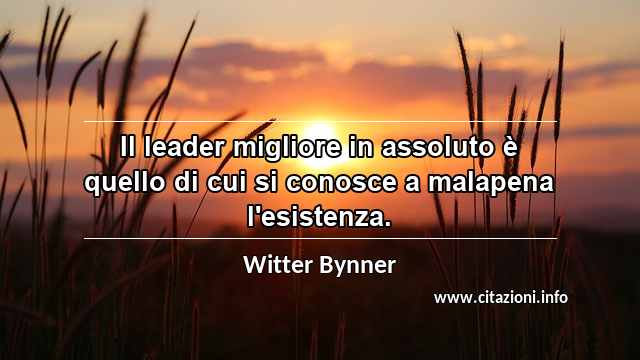 “Il leader migliore in assoluto è quello di cui si conosce a malapena l'esistenza.”