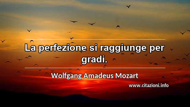 “La perfezione si raggiunge per gradi.”