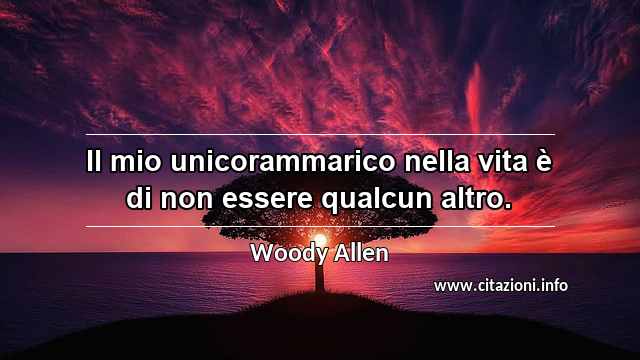 “Il mio unicorammarico nella vita è di non essere qualcun altro.”