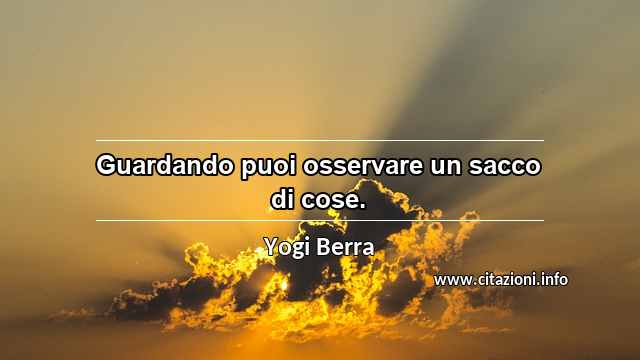 “Guardando puoi osservare un sacco di cose.”