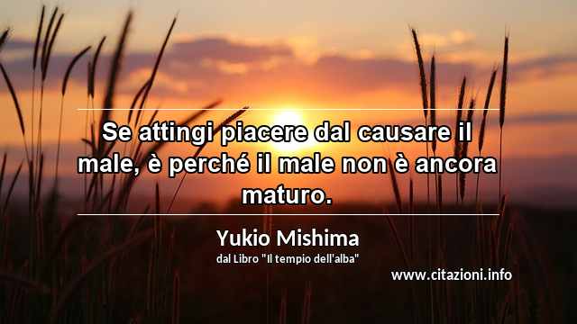 “Se attingi piacere dal causare il male, è perché il male non è ancora maturo.”