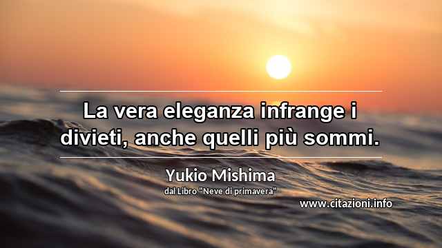 “La vera eleganza infrange i divieti, anche quelli più sommi.”