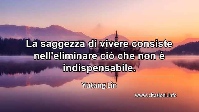 “La saggezza di vivere consiste nell'eliminare ciò che non è indispensabile.”
