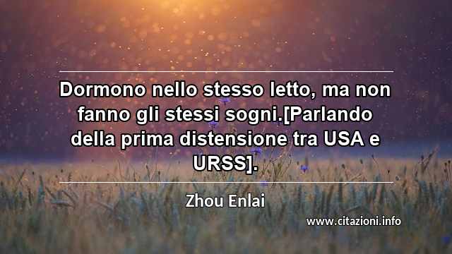 “Dormono nello stesso letto, ma non fanno gli stessi sogni.[Parlando della prima distensione tra USA e URSS].”