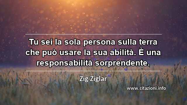 “Tu sei la sola persona sulla terra che può usare la sua abilità. È una responsabilità sorprendente.”